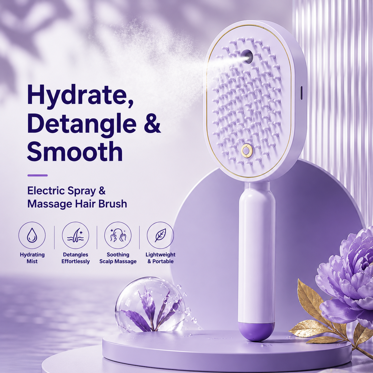 Blovrex™ 5-in-1 Mist Massage Hair Brush