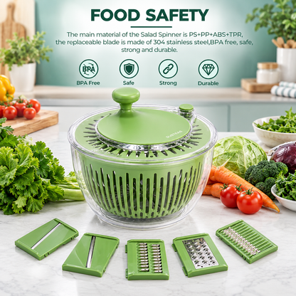 Salad Spinner Pro – 5-in-1 Vegetable Washer & Slicer, 5 Qt