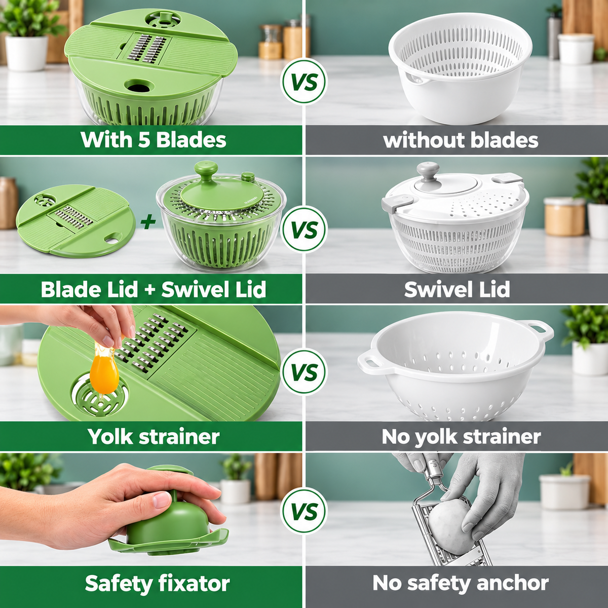 Salad Spinner Pro – 5-in-1 Vegetable Washer & Slicer, 5 Qt