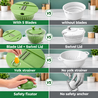 Salad Spinner Pro – 5-in-1 Vegetable Washer & Slicer, 5 Qt