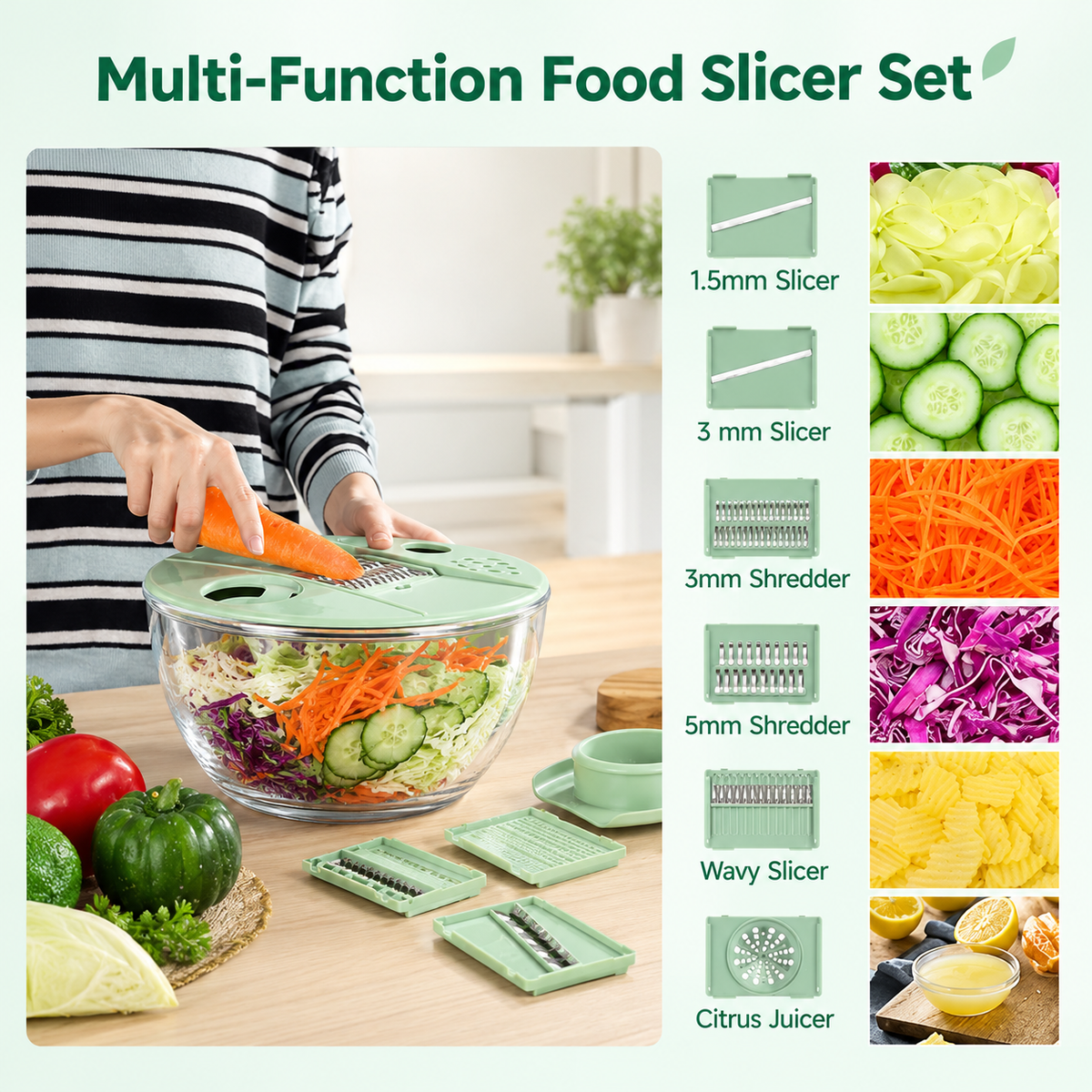 Salad Spinner Pro – 5-in-1 Vegetable Washer & Slicer, 5 Qt